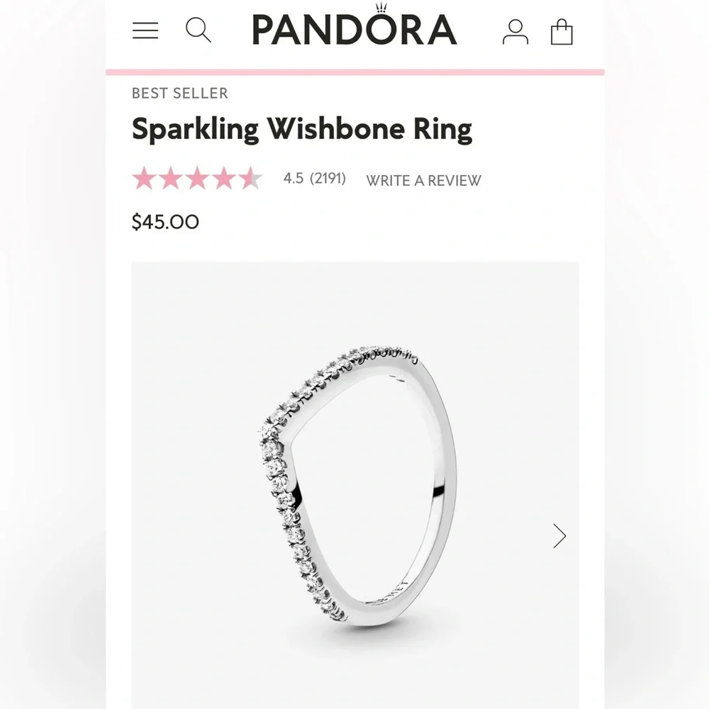 3 Pandora Wishbone Pinky Rings Rose gold and Sterling Silver Size 3 - Picture 5 of 11